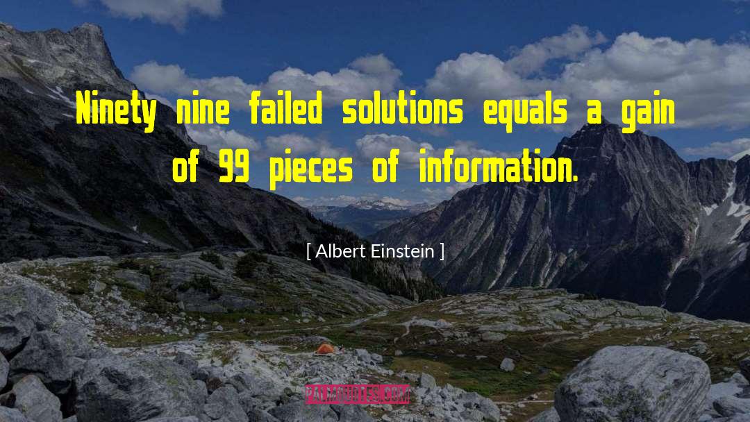 Albert Einstein Quotes: Ninety nine failed solutions equals