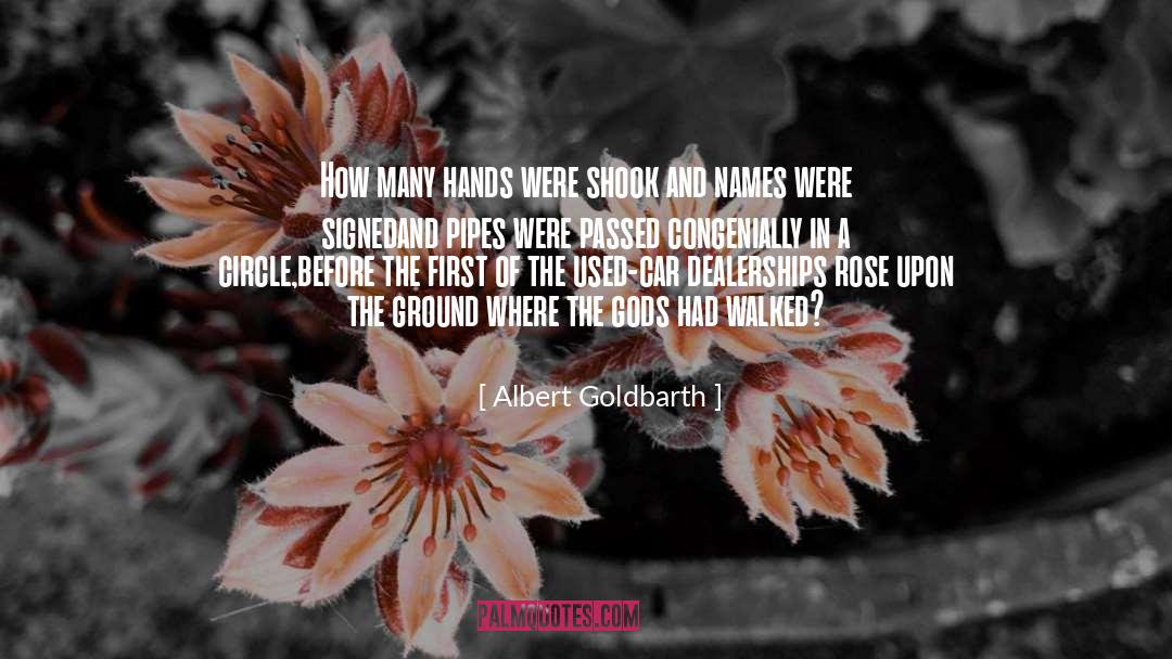 Albert Goldbarth Quotes: How many hands were shook