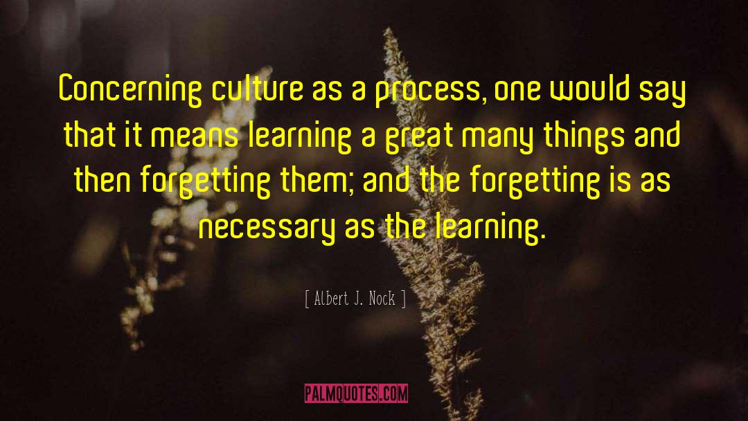 Albert J. Nock Quotes: Concerning culture as a process,