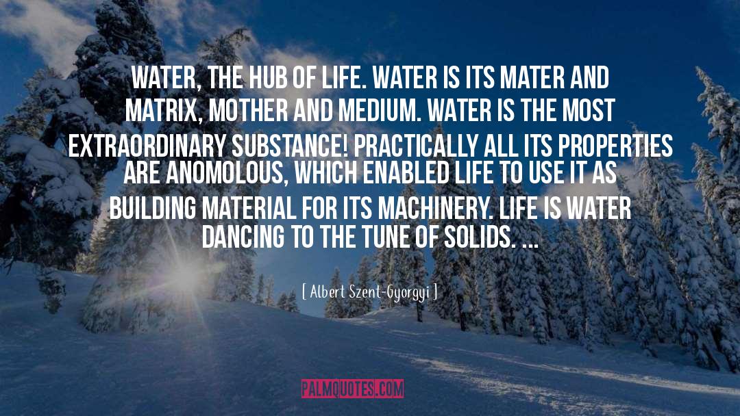 Albert Szent-Gyorgyi Quotes: Water, the Hub of Life.