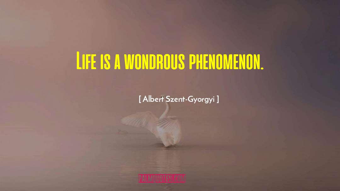 Albert Szent-Gyorgyi Quotes: Life is a wondrous phenomenon.