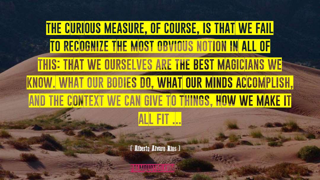 Alberto Alvaro Rios Quotes: The curious measure, of course,