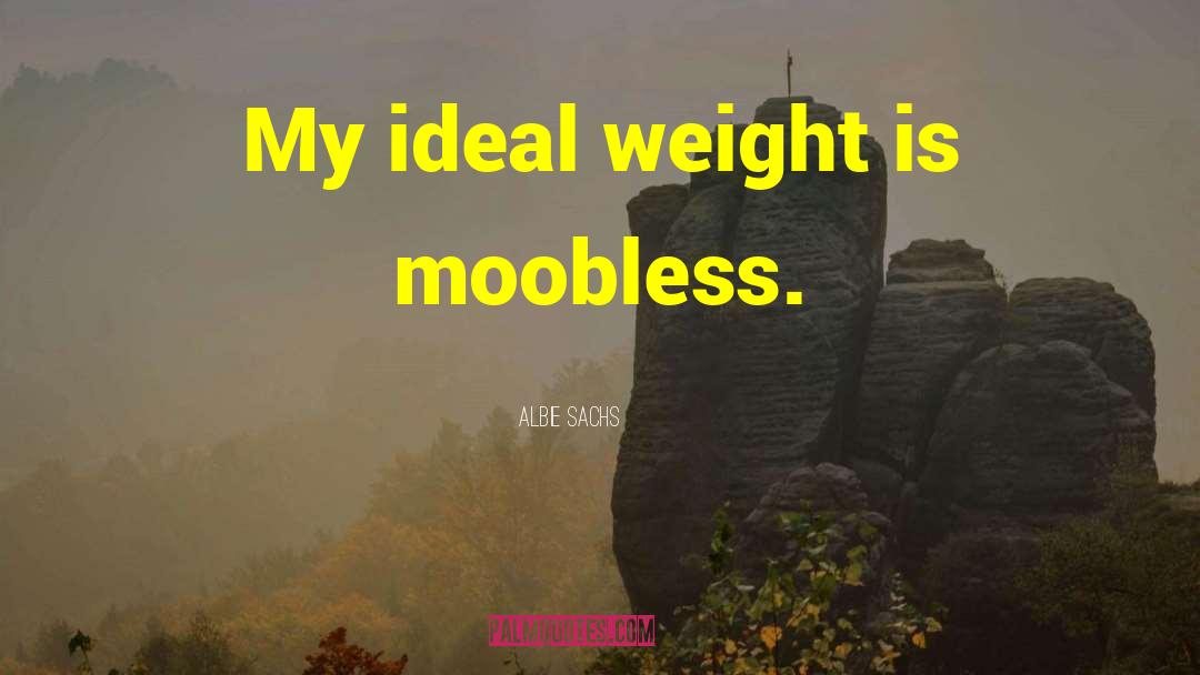 Albie Sachs Quotes: My ideal weight is moobless.