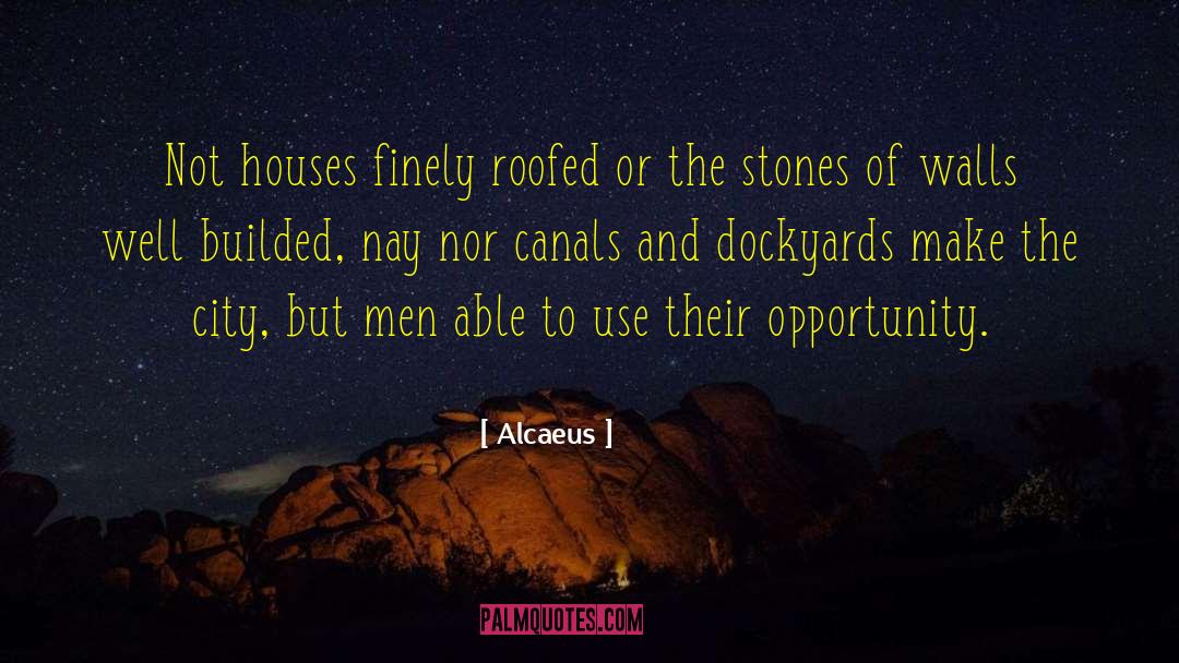 Alcaeus Quotes: Not houses finely roofed or