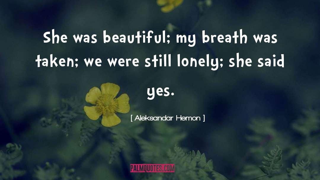 Aleksandar Hemon Quotes: She was beautiful; my breath