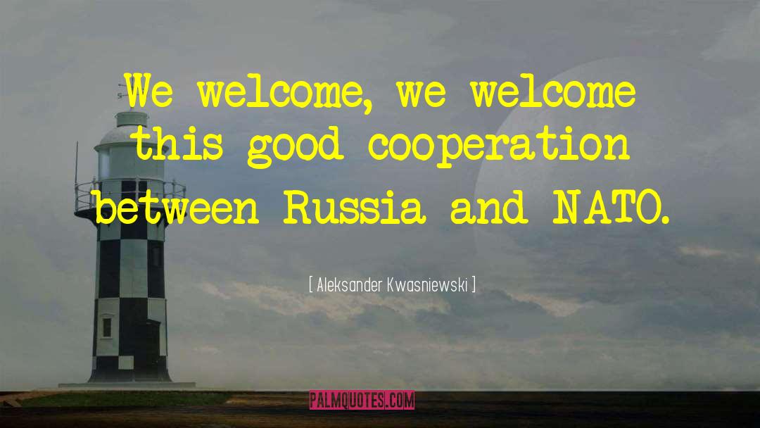 Aleksander Kwasniewski Quotes: We welcome, we welcome this