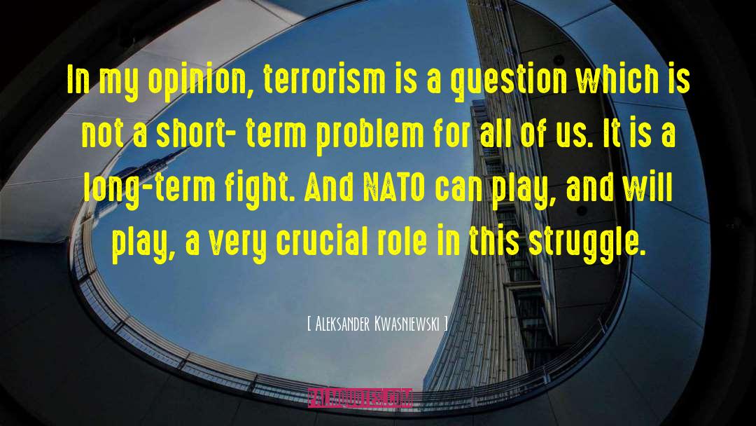 Aleksander Kwasniewski Quotes: In my opinion, terrorism is
