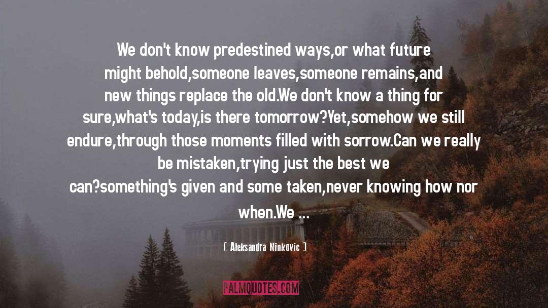 Aleksandra Ninkovic Quotes: We don't know predestined ways,<br