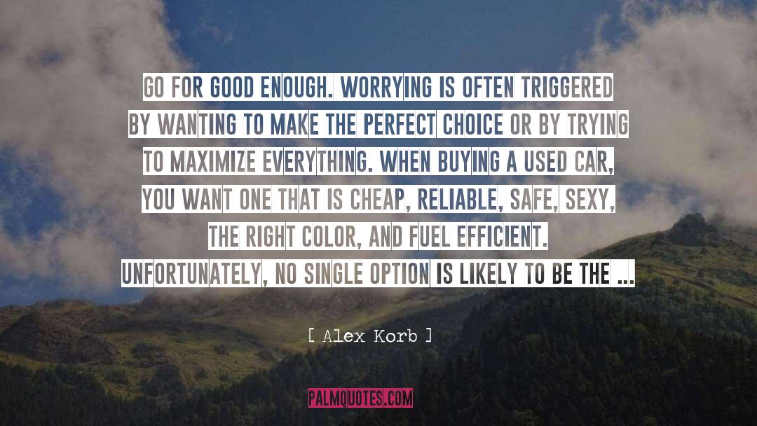 Alex Korb Quotes: Go for good enough. Worrying