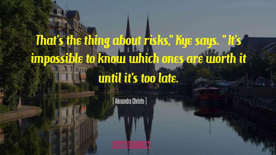Alexandra Christo Quotes: That's the thing about risks,