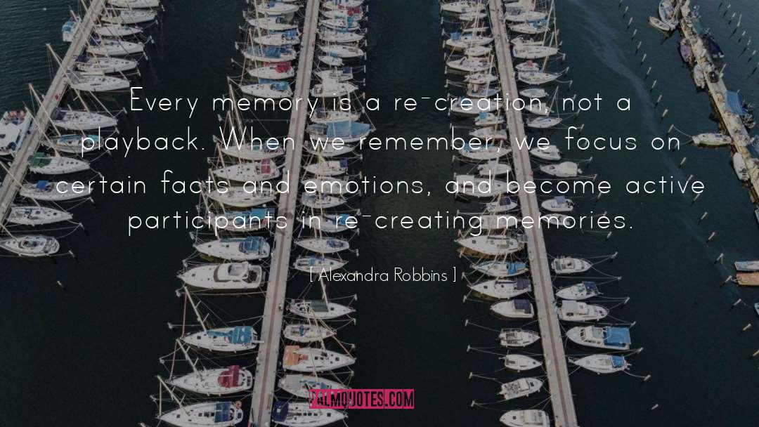 Alexandra Robbins Quotes: Every memory is a re-creation,