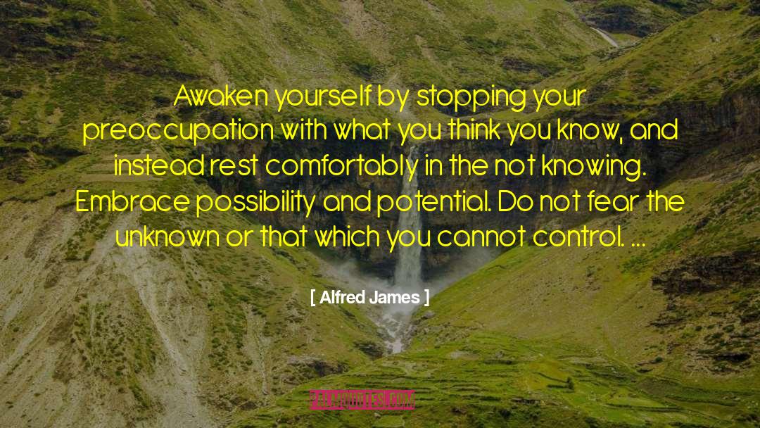 Alfred James Quotes: Awaken yourself by stopping your