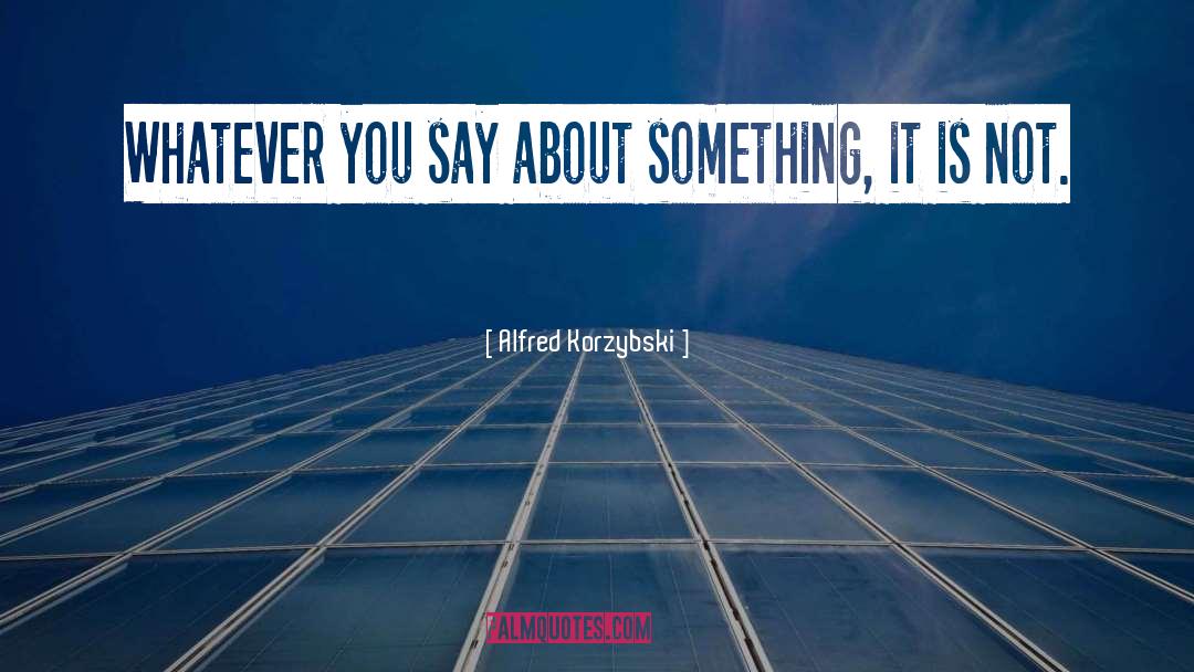 Alfred Korzybski Quotes: Whatever you say about something,