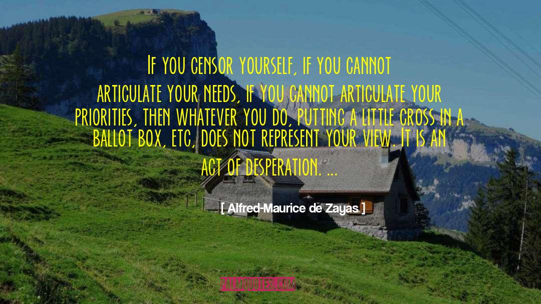 Alfred-Maurice De Zayas Quotes: If you censor yourself, if