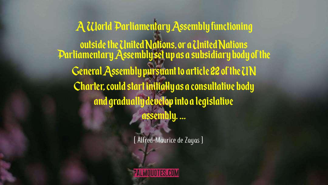 Alfred-Maurice De Zayas Quotes: A World Parliamentary Assembly functioning