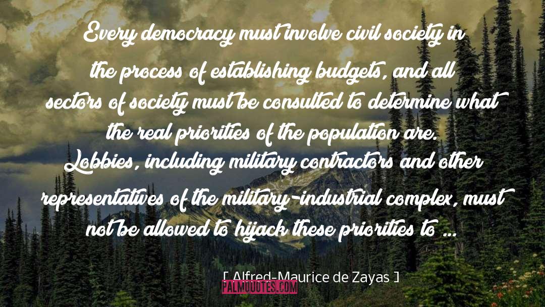 Alfred-Maurice De Zayas Quotes: Every democracy must involve civil