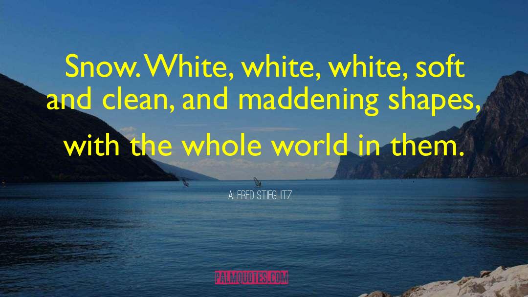 Alfred Stieglitz Quotes: Snow. White, white, white, soft