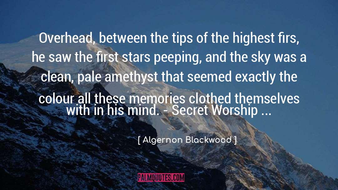 Algernon Blackwood Quotes: Overhead, between the tips of