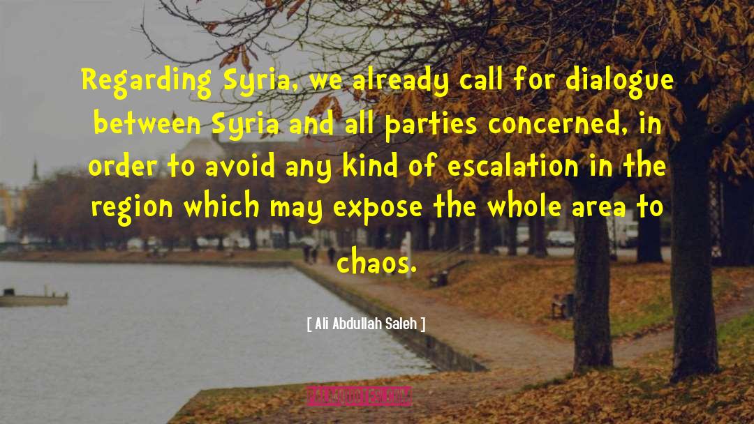 Ali Abdullah Saleh Quotes: Regarding Syria, we already call