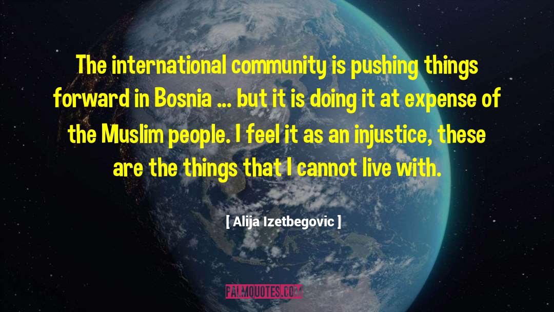 Alija Izetbegovic Quotes: The international community is pushing