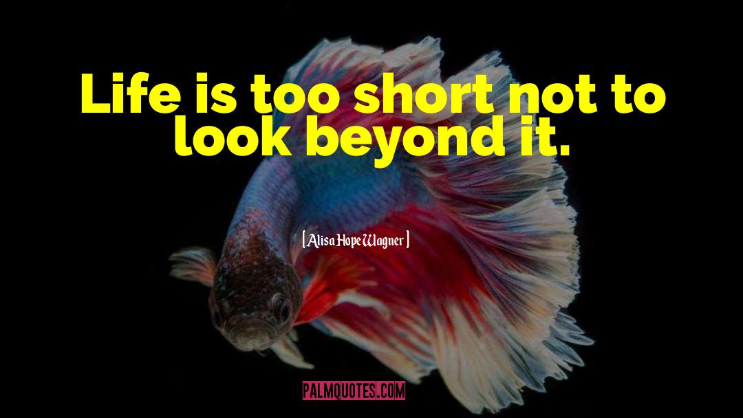 Alisa Hope Wagner Quotes: Life is too short not