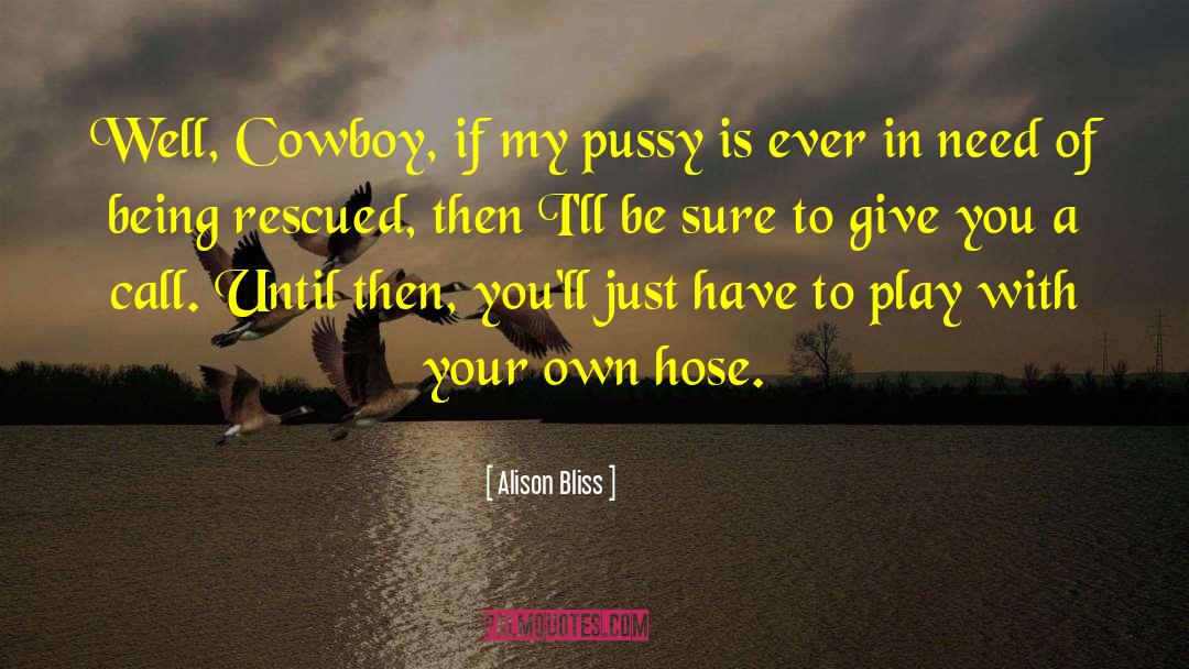 Alison Bliss Quotes: Well, Cowboy, if my pussy
