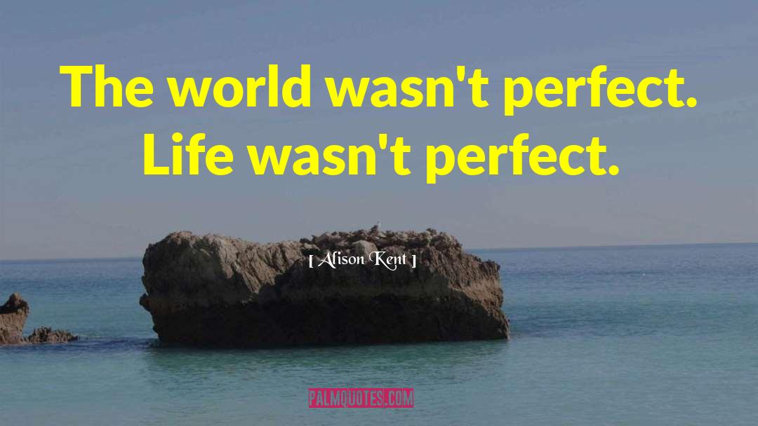 Alison Kent Quotes: The world wasn't perfect. Life