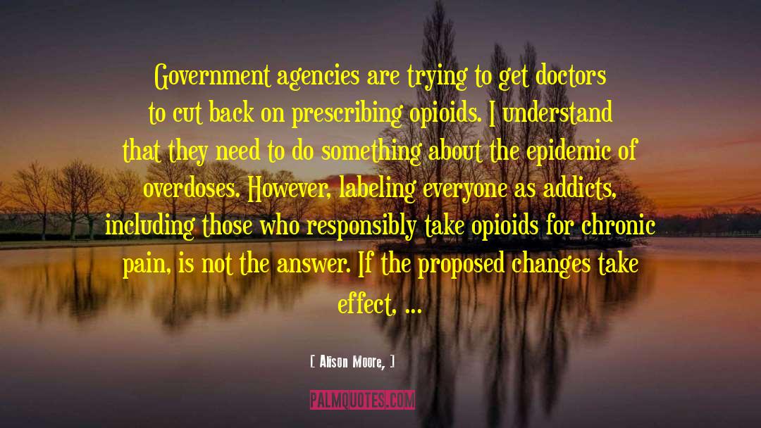 Alison Moore Quotes: Government agencies are trying to