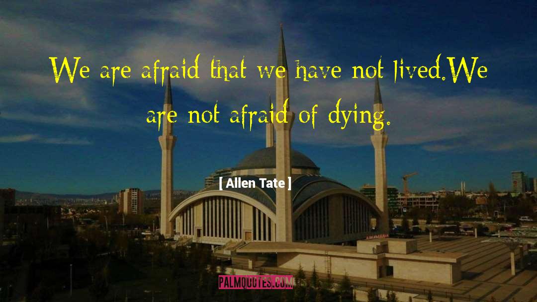 Allen Tate Quotes: We are afraid that we