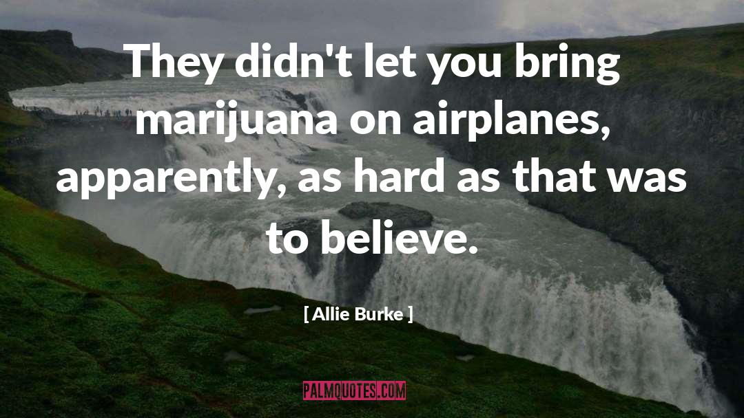 Allie Burke Quotes: They didn't let you bring