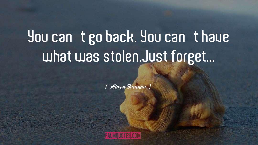 Allison Brennan Quotes: You can't go back. You