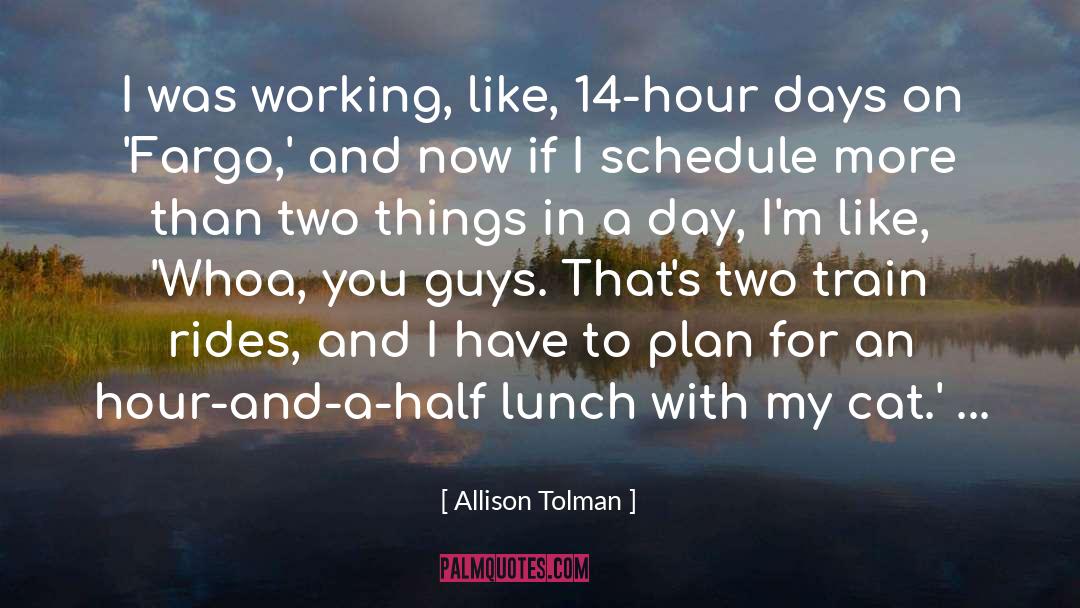 Allison Tolman Quotes: I was working, like, 14-hour