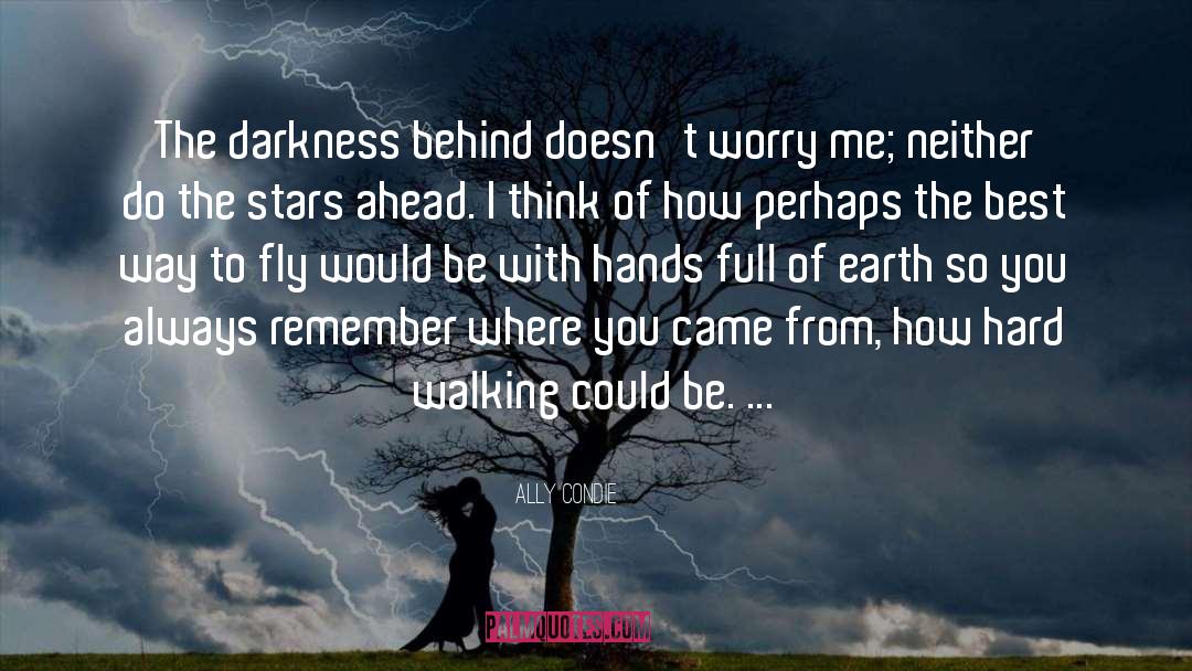 Ally Condie Quotes: The darkness behind doesn't worry