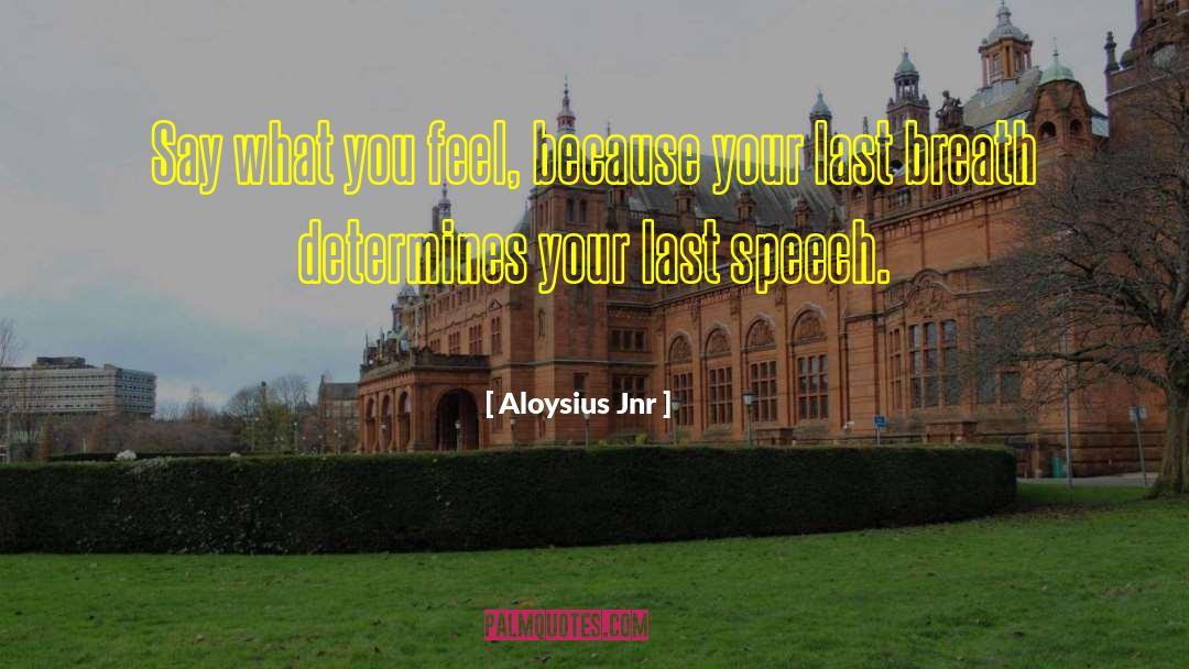 Aloysius Jnr Quotes: Say what you feel, because