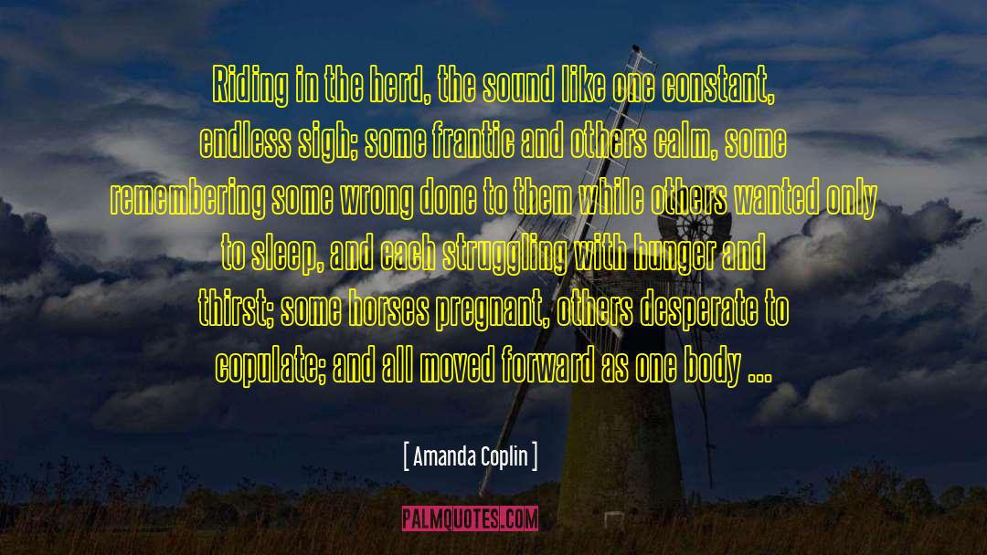 Amanda Coplin Quotes: Riding in the herd, the