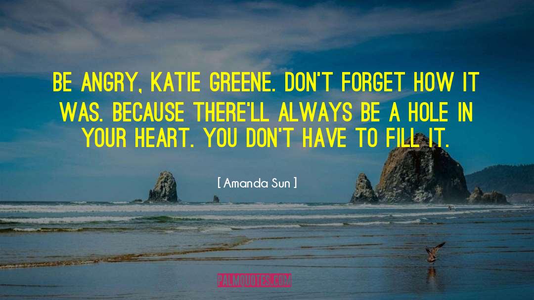 Amanda Sun Quotes: Be angry, Katie Greene. Don't