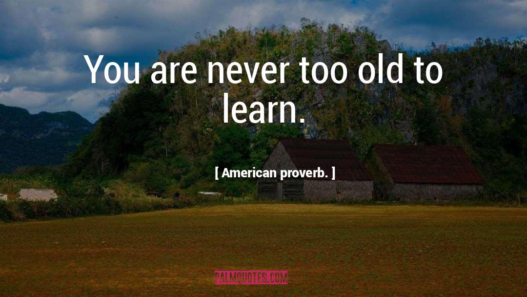 American Proverb. Quotes: You are never too old