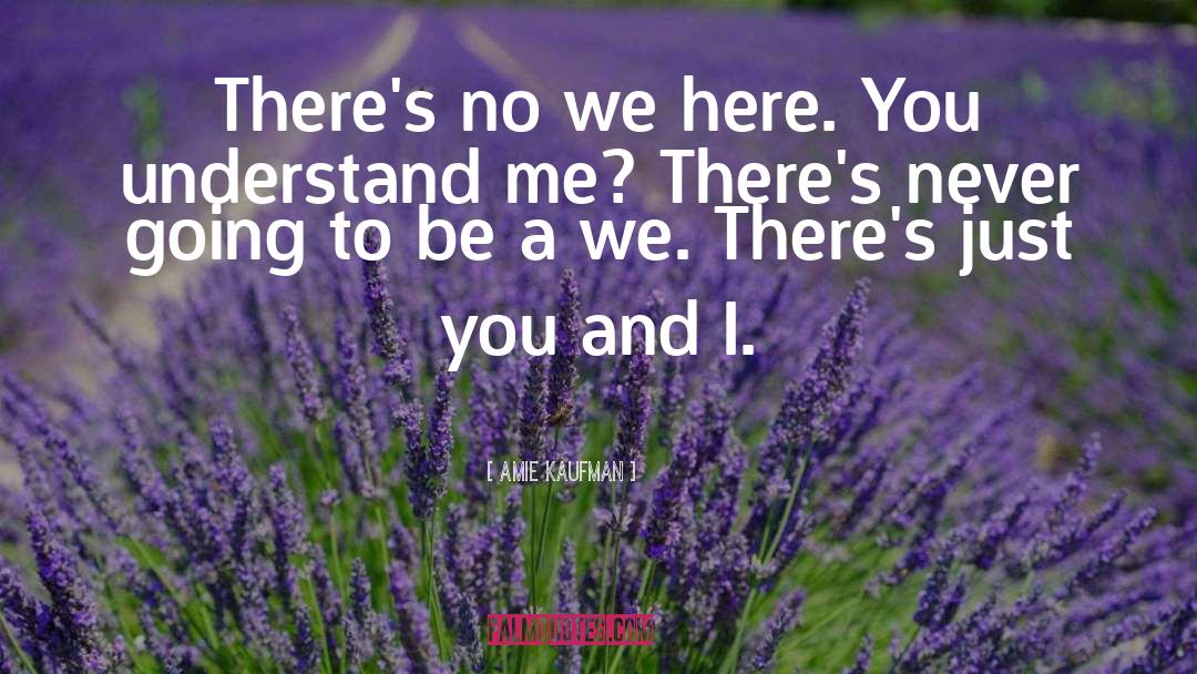 Amie Kaufman Quotes: There's no we here. You