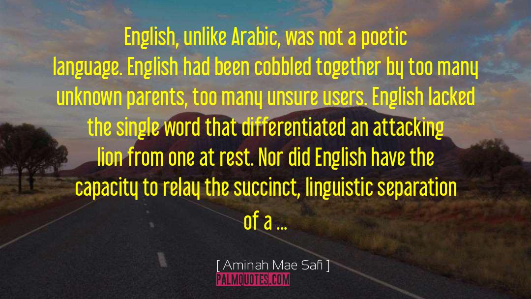 Aminah Mae Safi Quotes: English, unlike Arabic, was not