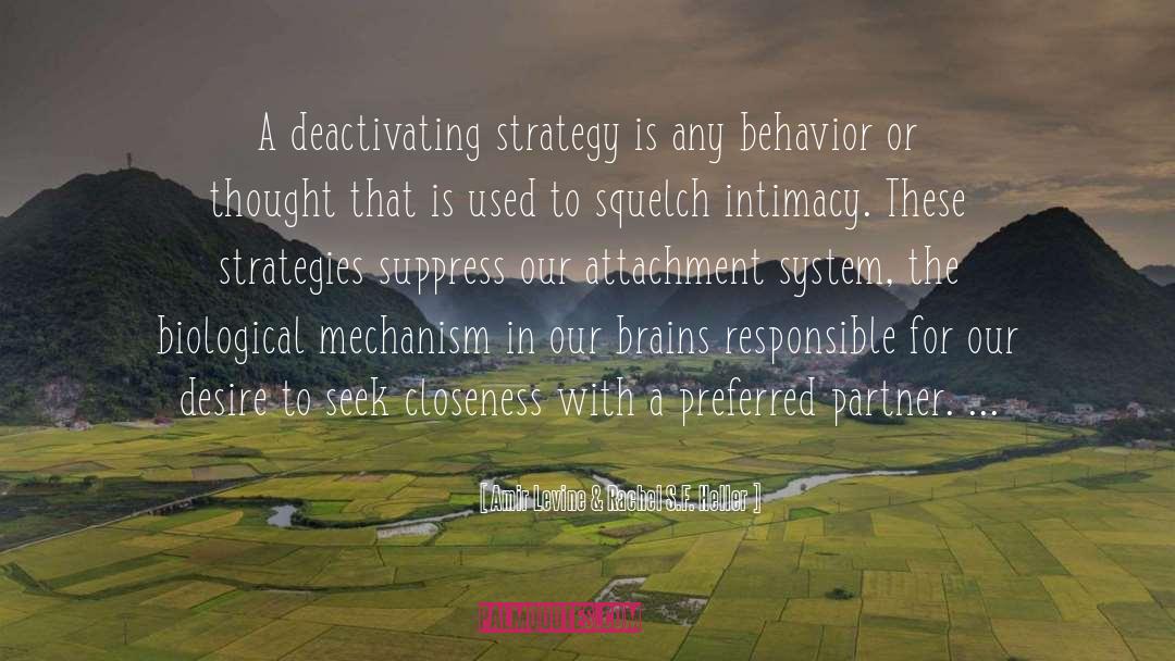 Amir Levine & Rachel S.F. Heller Quotes: A deactivating strategy is any