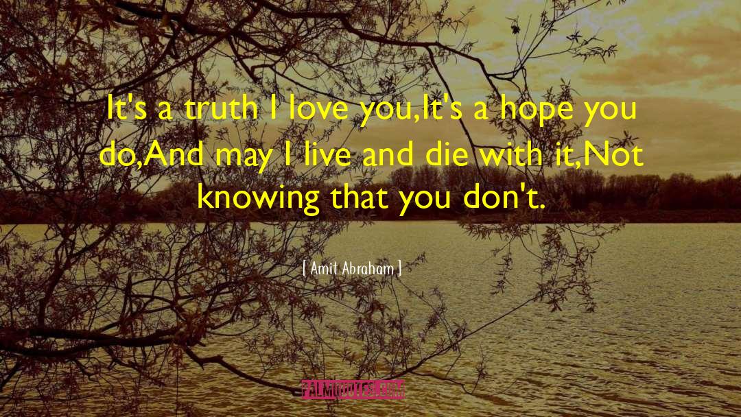 Amit Abraham Quotes: It's a truth I love