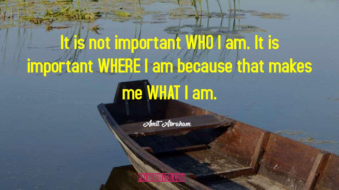 Amit Abraham Quotes: It is not important WHO