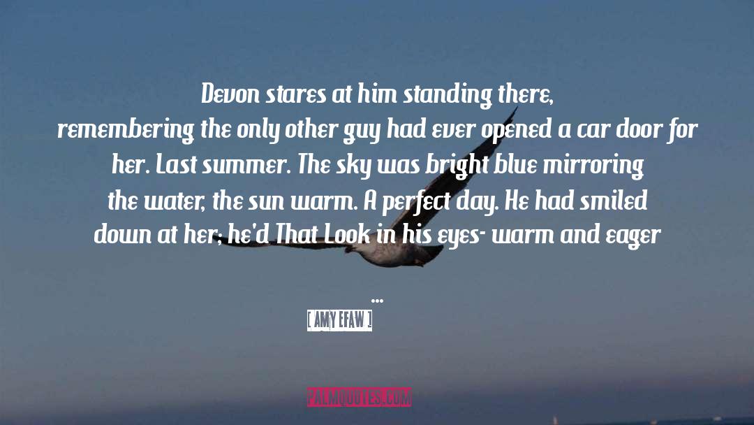 Amy Efaw Quotes: Devon stares at him standing