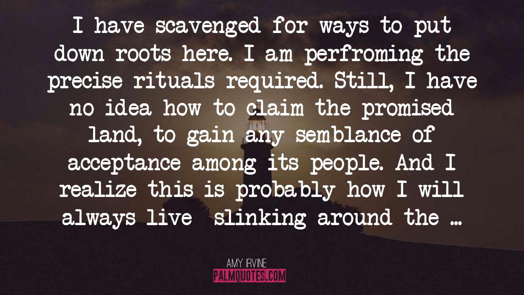 Amy Irvine Quotes: I have scavenged for ways