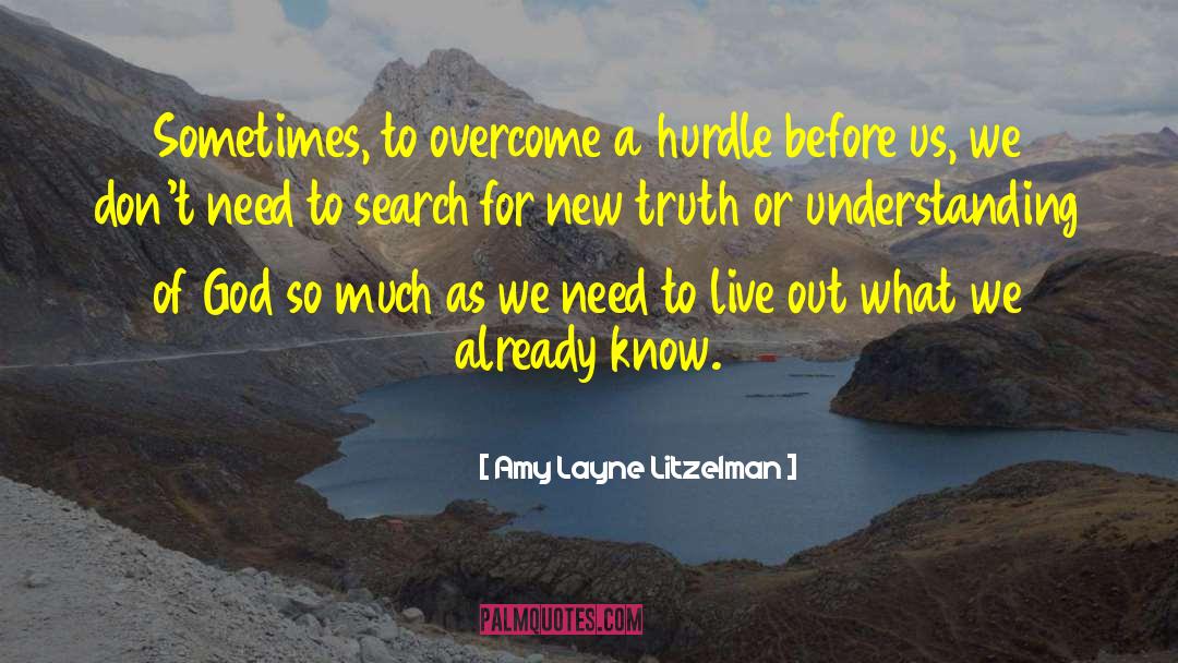 Amy Layne Litzelman Quotes: Sometimes, to overcome a hurdle
