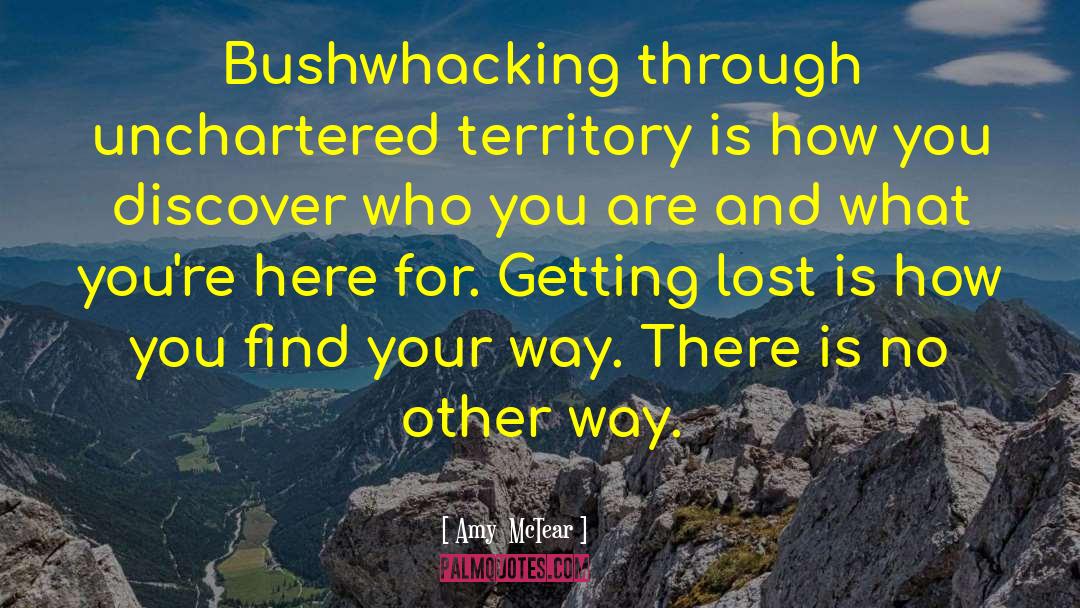 Amy  McTear Quotes: Bushwhacking through unchartered territory is