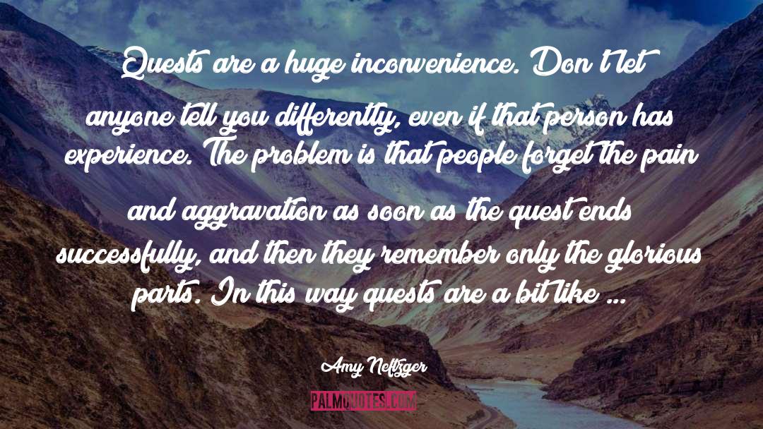 Amy Neftzger Quotes: Quests are a huge inconvenience.