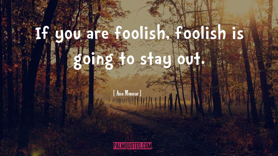 Ana Monnar Quotes: If you are foolish, foolish