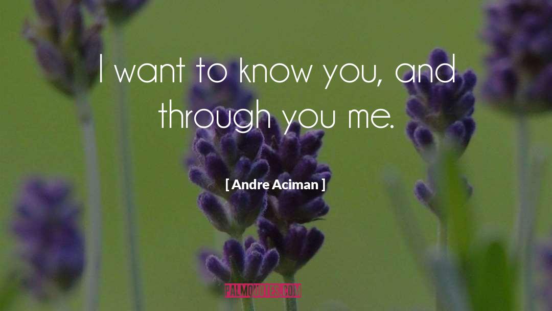 Andre Aciman Quotes: I want to know you,