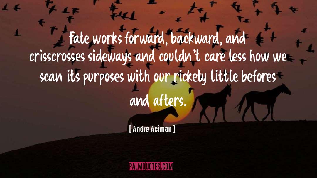 Andre Aciman Quotes: Fate works forward, backward, and